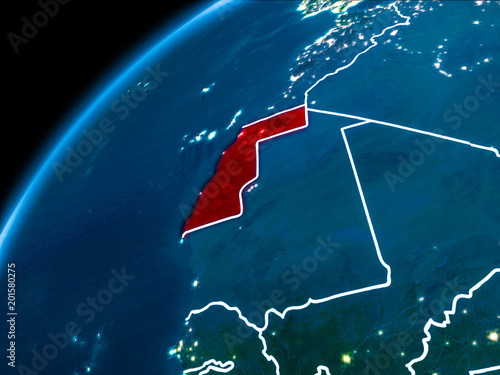 Map of Western Sahara at night