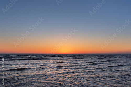 Sunset in Baltic sea at Latvia coast.