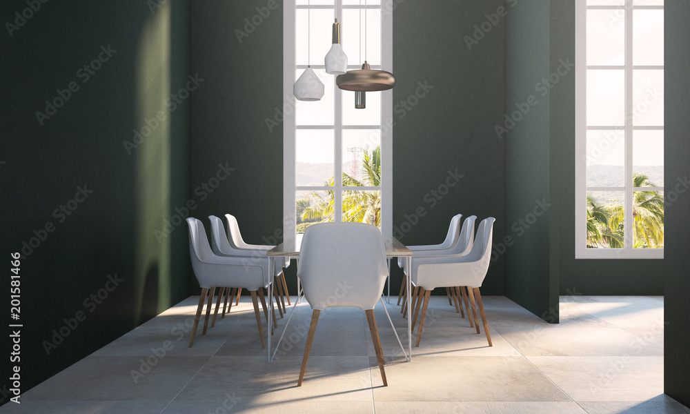 Fototapeta premium Emerald dining room interior