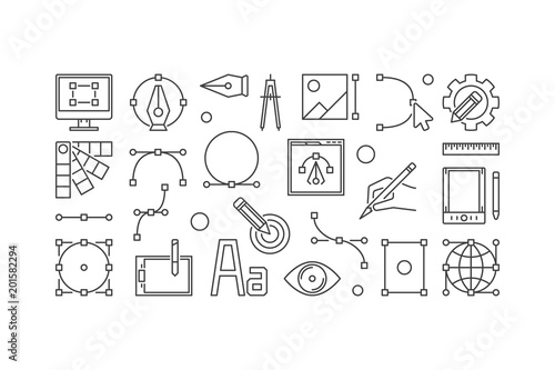 Graphic design vector line horizontal banner