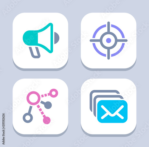 Marketing Techniques - Bright Icons. A set of 4 professional, pixel-perfect icons 