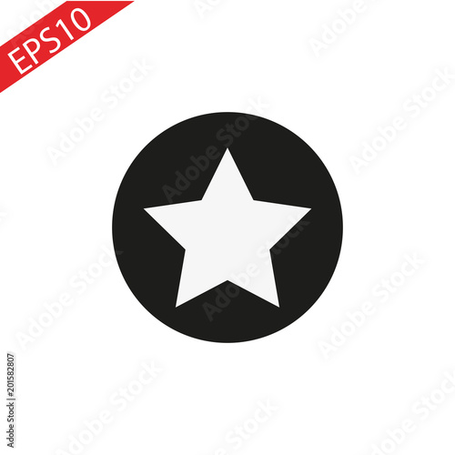 Star in circle icon. Flat vector illustration in black on white background. EPS 10