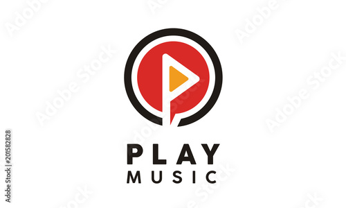 Play Music Video, Media Player app button icon logo design inspiration