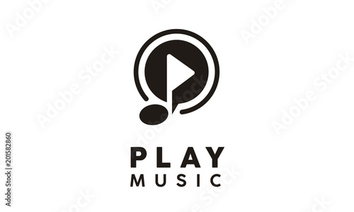 Play Music Video, Media Player app button icon logo design inspiration