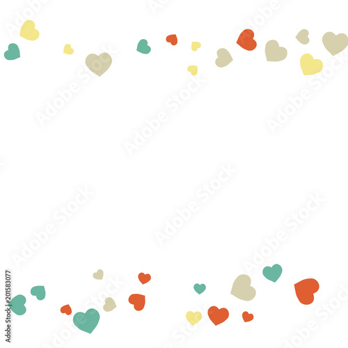 Festive Background with Colorful hearts. Delicate Pattern for Postcard, Print, Banner or Poster. Pretty hearts For Party Decoration, Wedding, Birthday or Anniversary Invitation. Vector