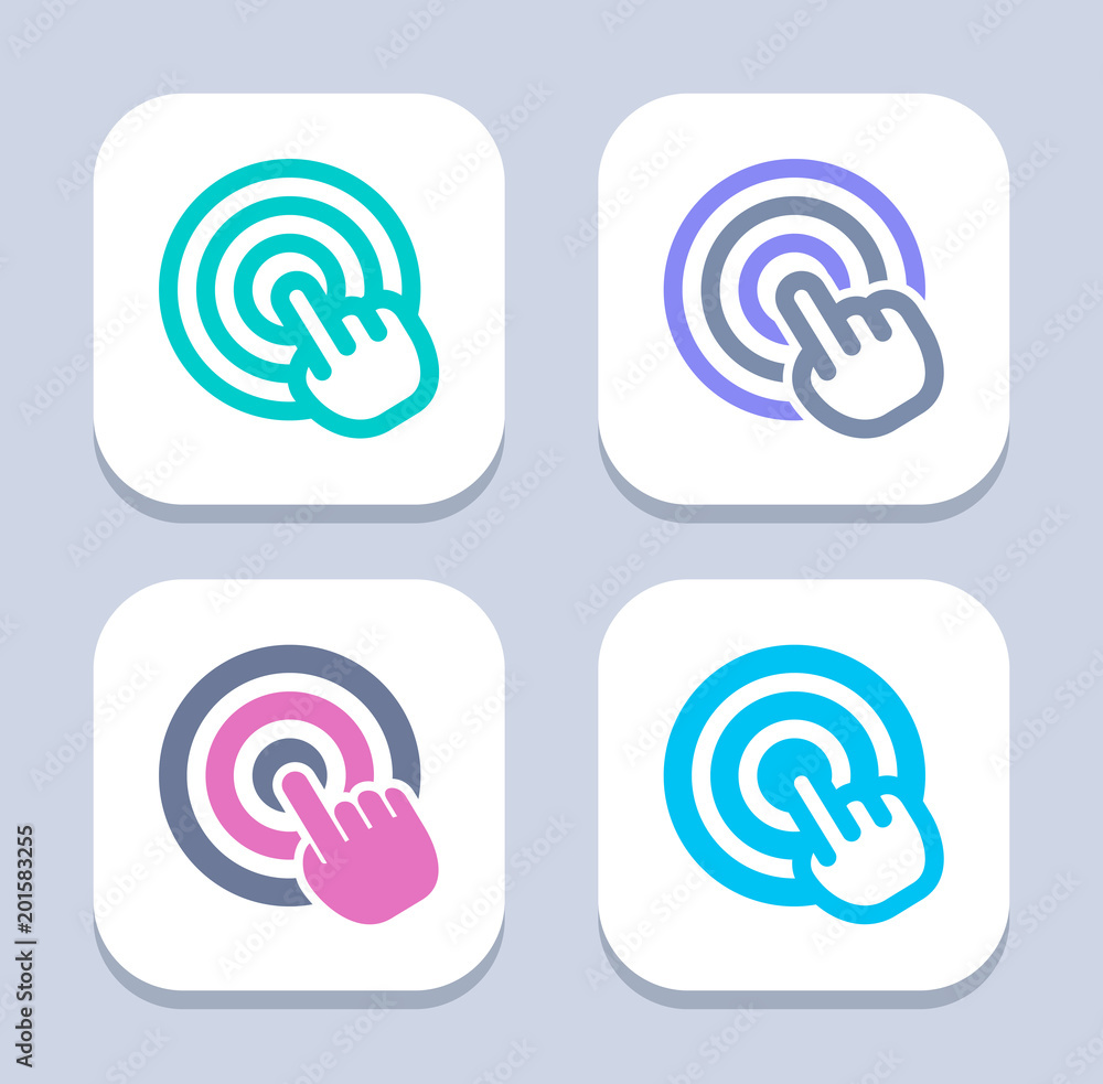 Hand Click - Neon & LED Icons. A set of 4 professional, pixel-perfect icons Hand Click - Neon & LED Icons. A set of 4 professional, pixel-perfect icons