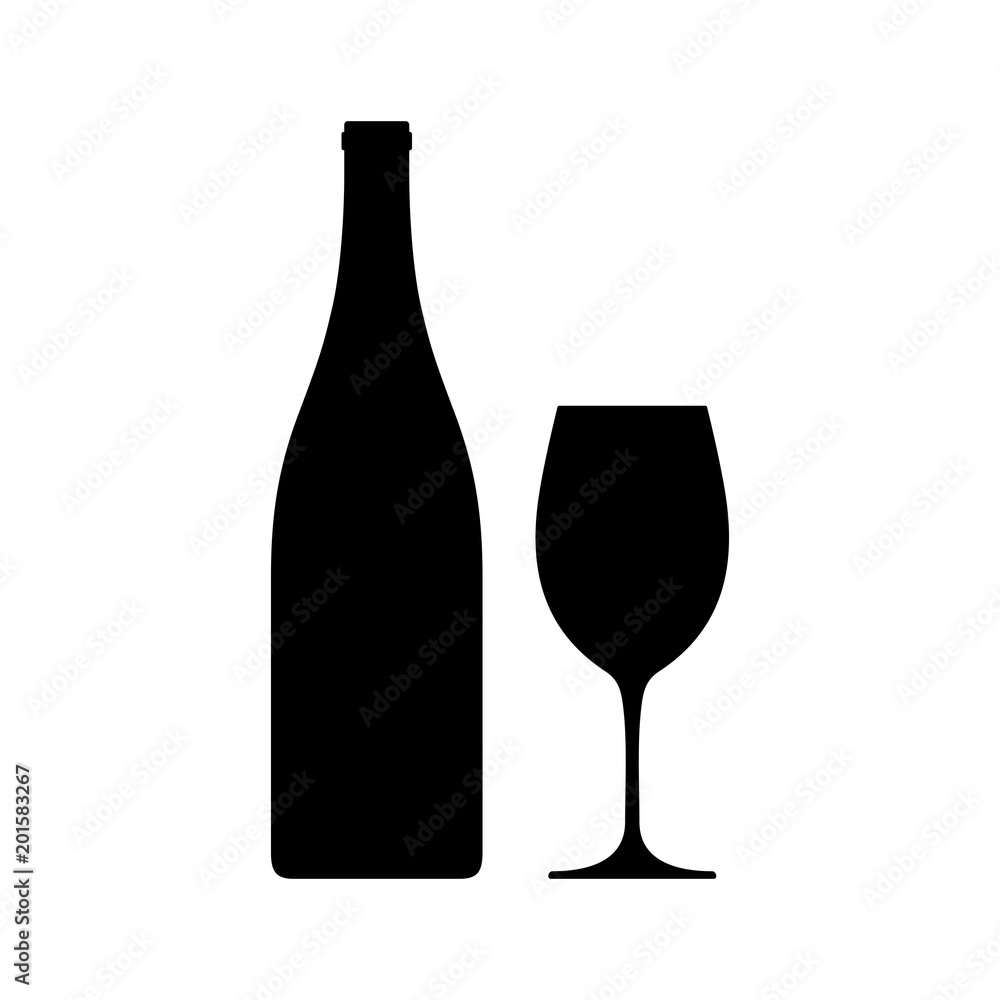Bottle and a wineglass icon Bottle and a wineglass icon