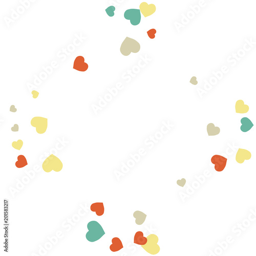 Festive Background with Colorful hearts. Delicate Pattern for Postcard, Print, Banner or Poster. Pretty hearts For Party Decoration, Wedding, Birthday or Anniversary Invitation. Vector