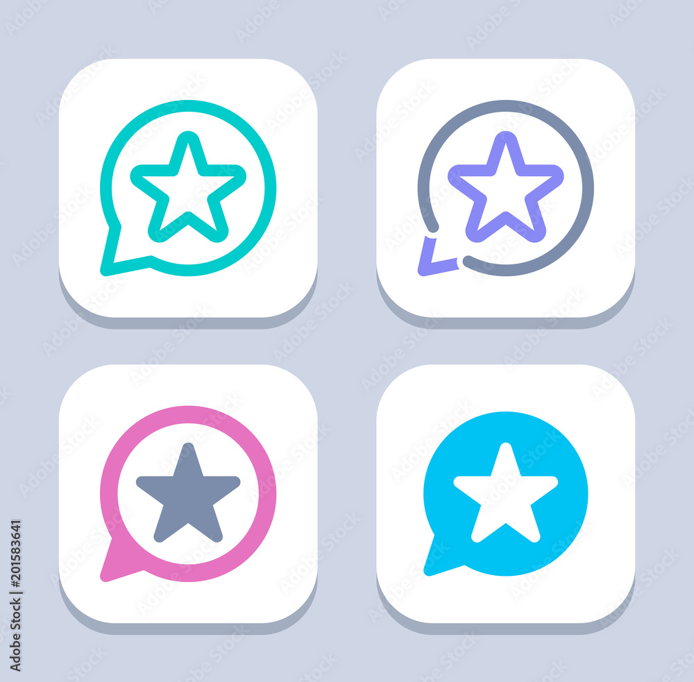 Star Notification - Neon & LED Icons. A set of 4 professional, pixel-perfect icons Star Notification - Neon & LED Icons. A set of 4 professional, pixel-perfect icons