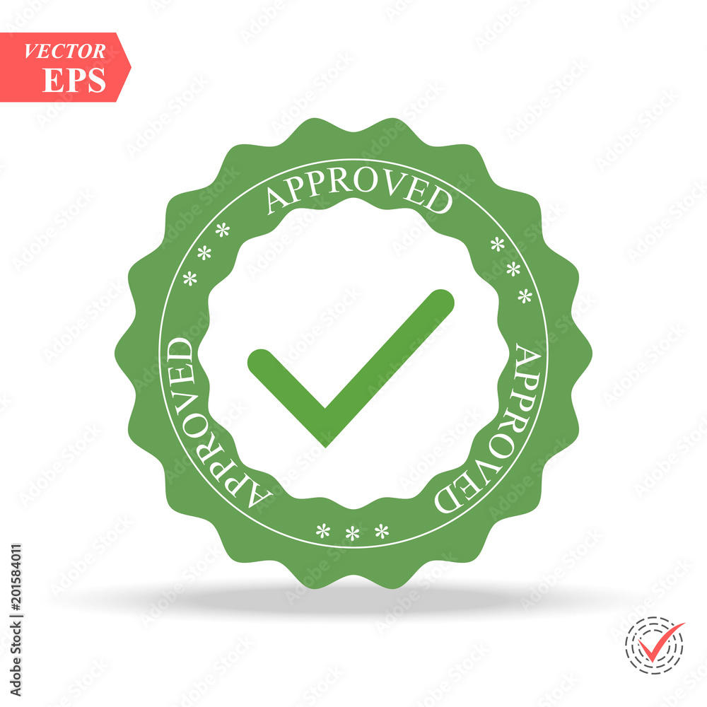 Approved Stamp Vector Over a White Background. Simple mark graphic design. Approved Stamp Vector Over a White Background. Simple mark graphic design.