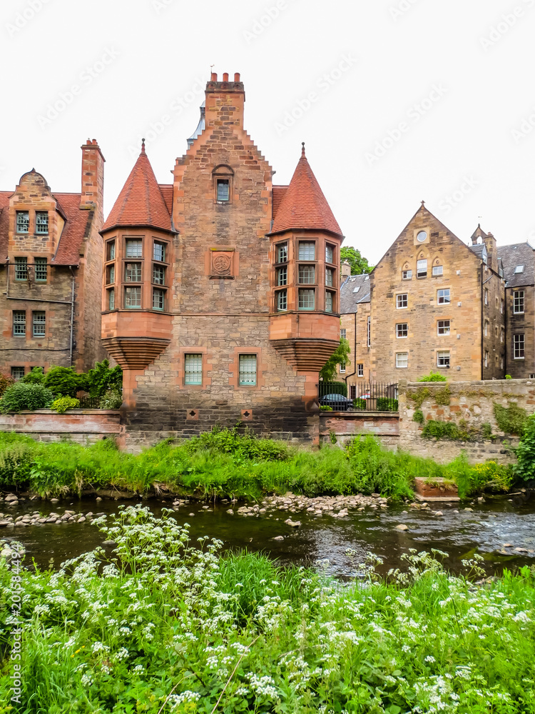 Dean Village, medieval village in Edinburgh city and tourist attraction. Edinburgh, Scotland, UK