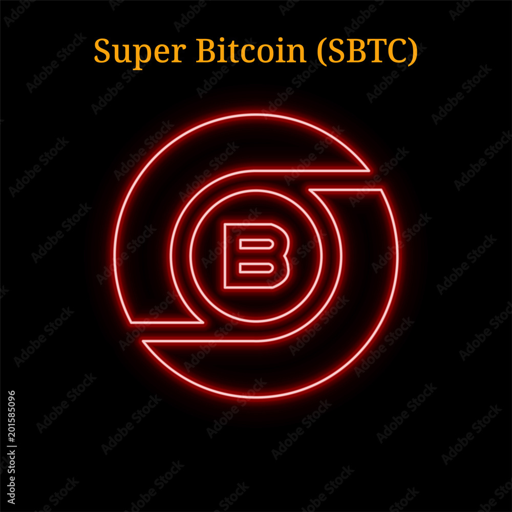 Red neon Super Bitcoin (SBTC) cryptocurrency symbol Red neon Super Bitcoin (SBTC) cryptocurrency symbol