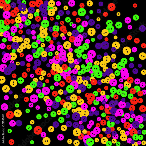 Vector Confetti Background Pattern. Element of design. Colored buttons on a black background