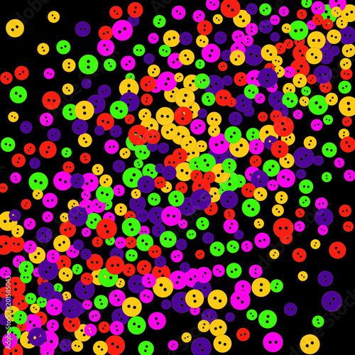 Vector Confetti Background Pattern. Element of design. Colored buttons on a black background