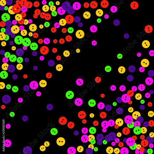 Vector Confetti Background Pattern. Element of design. Colored buttons on a black background
