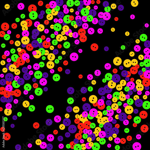 Vector Confetti Background Pattern. Element of design. Colored buttons on a black background