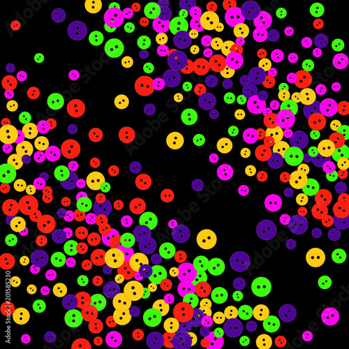 Vector Confetti Background Pattern. Element of design. Colored buttons on a black background