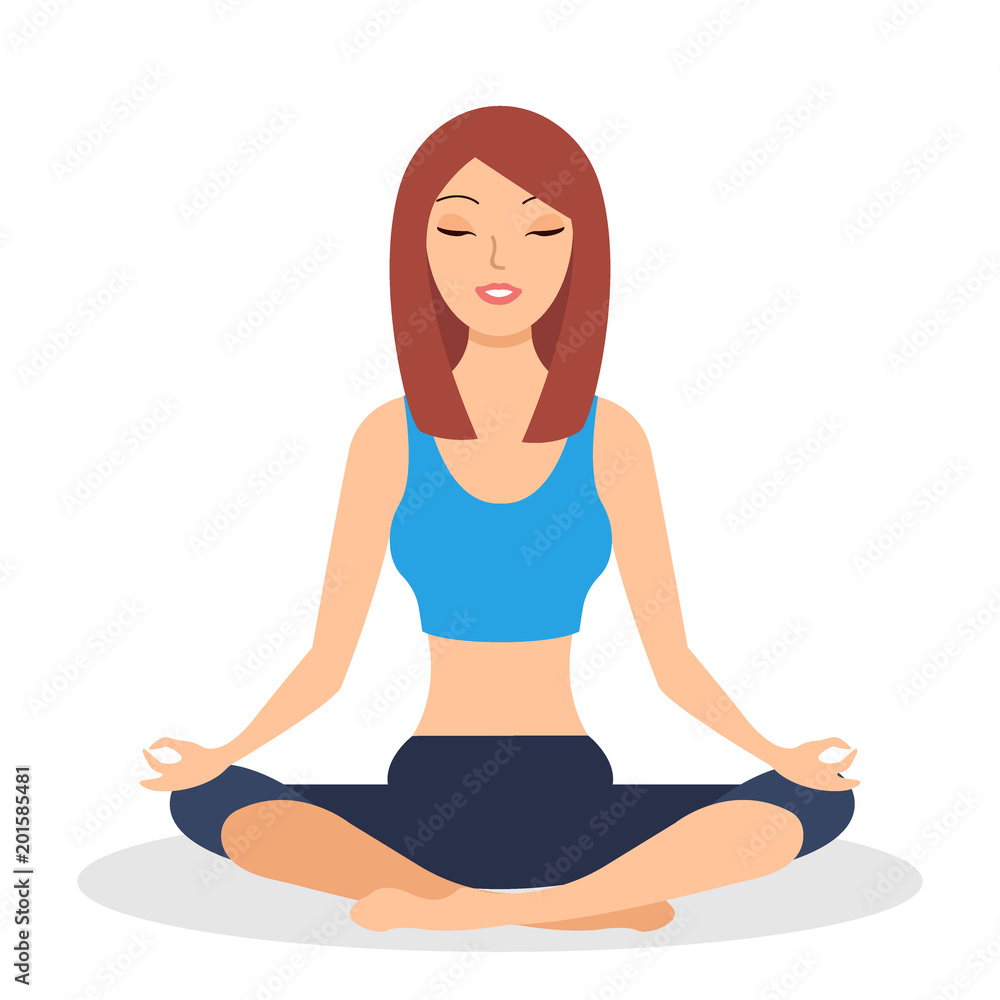 Woman in a yoga lotus pose.Meditation practice.... - Stock Illustration  [111615603] - PIXTA