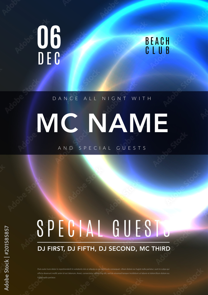 Abstract night party poster in glamour design style, modern flyer in A4 with colourful background Abstract night party poster in glamour design style, modern flyer in A4 with colourful background