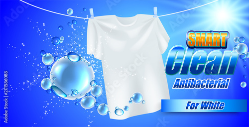 template design of packaging for washing powder. Textile white realistic for advertising detergent.