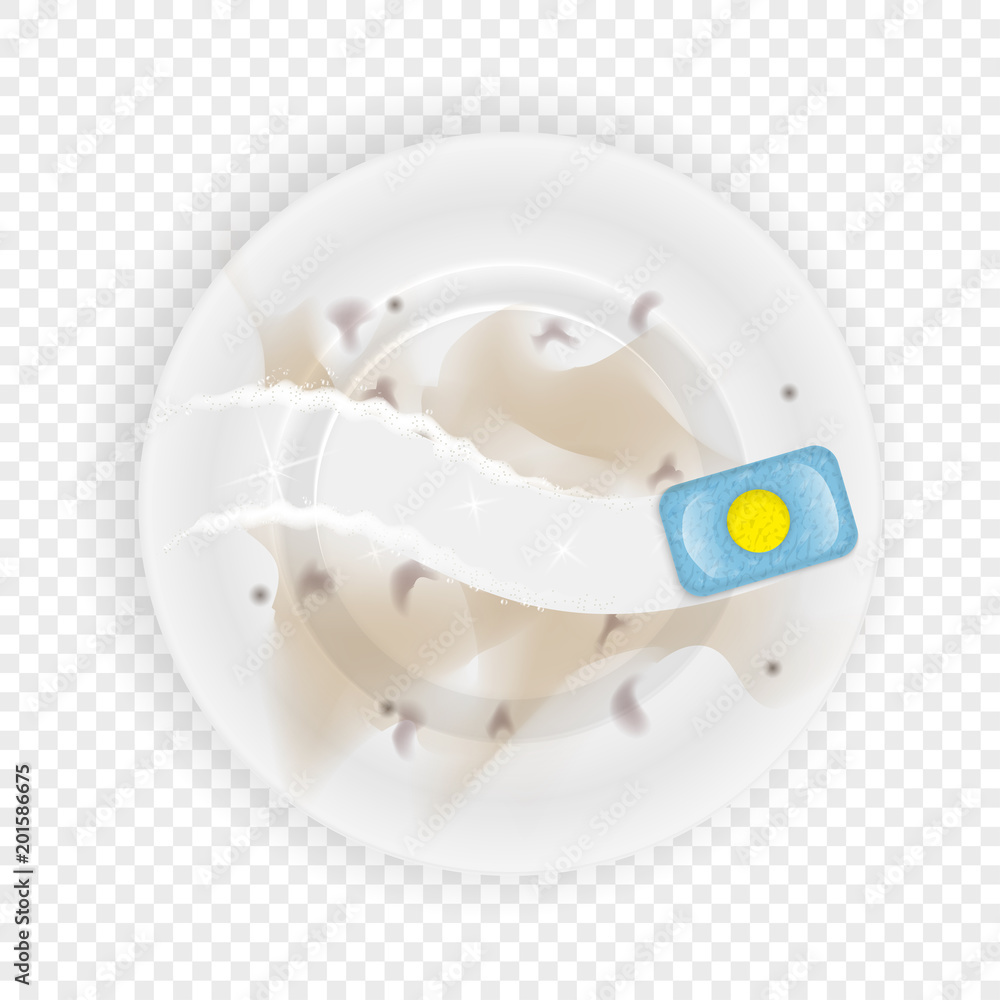 dirty dish and tablets for the dishwasher. A realistic illustration for advertising. Washing dishes in the dishwasher. Cleaning dishes. dirty dish and tablets for the dishwasher. A realistic illustration for advertising. Washing dishes in the dishwasher. Cleaning dishes.