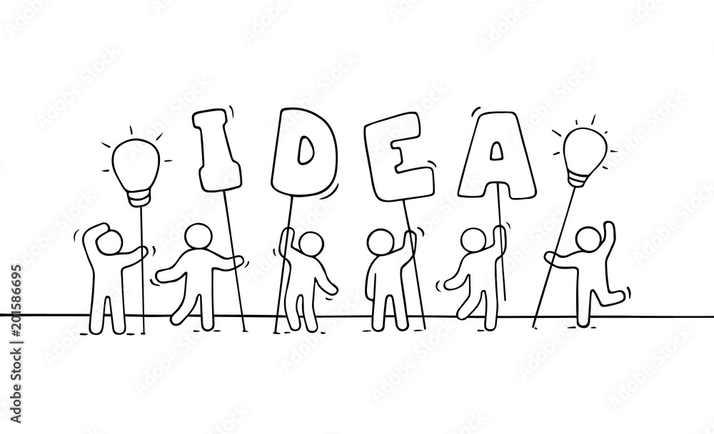 Doodle cute miniature scene with word Idea Doodle cute miniature scene with word Idea