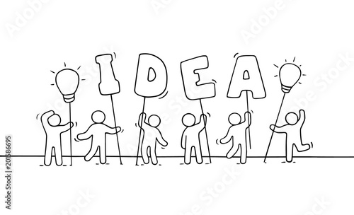 Doodle cute miniature scene with word Idea