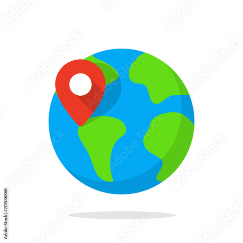 Vector World Globe flat icon. Earth sign, planet Earth icon.