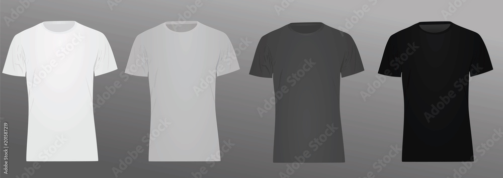 White, grey and black t shirt. vector illustration - obrazy, fototapety, plakaty 
