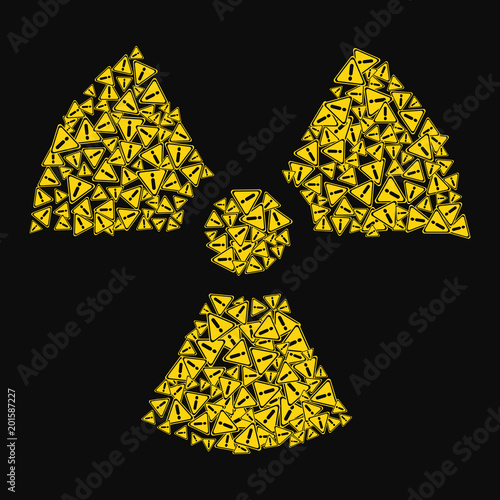 sign of radiation with exclamation marks