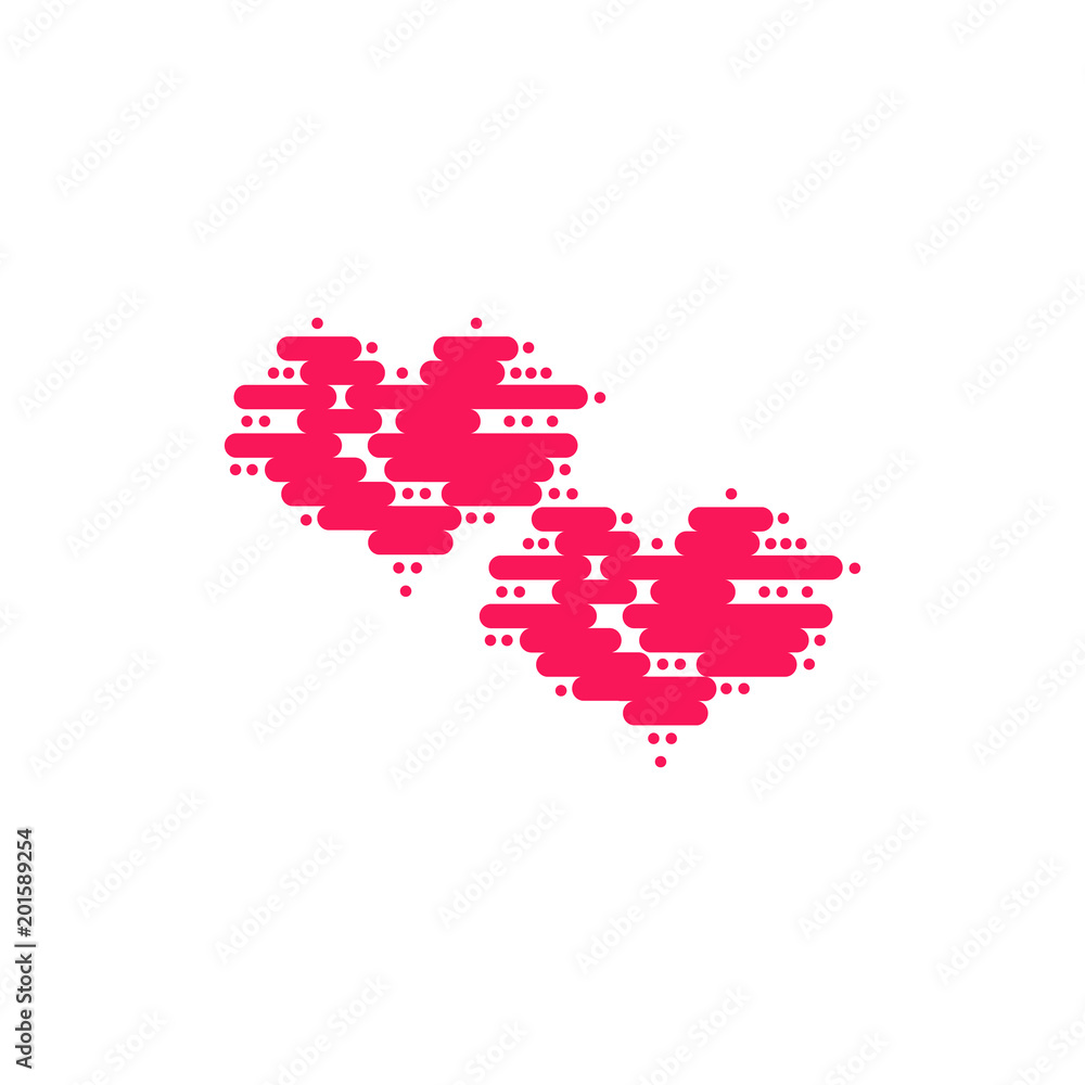 Two heart of floating clouds. Heart icon, modern minimal flat design style. Vector illustration isolated on white background, love symbol Two heart of floating clouds. Heart icon, modern minimal flat design style. Vector illustration isolated on white background, love symbol