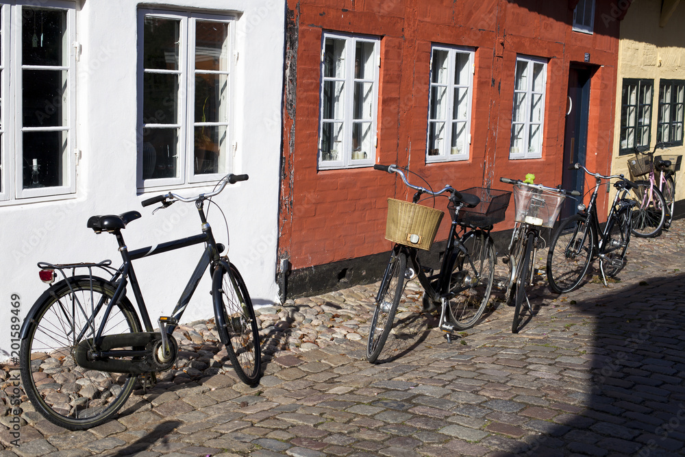 Bicicletas en Ribe, Dinamarca