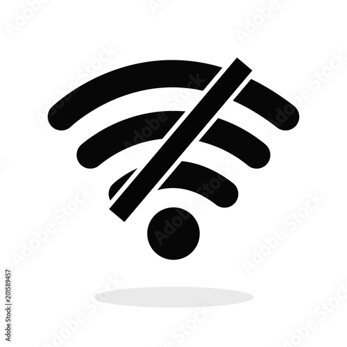 Wireless error vector icon, stop signal symbol. Offline wifi sign