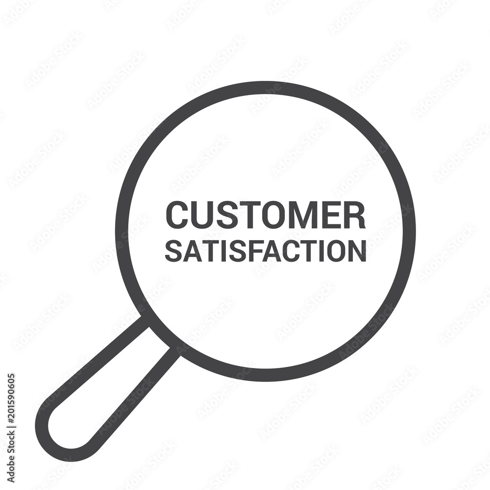 Advertising Concept: Magnifying Optical Glass With Words Customer Satisfaction Advertising Concept: Magnifying Optical Glass With Words Customer Satisfaction
