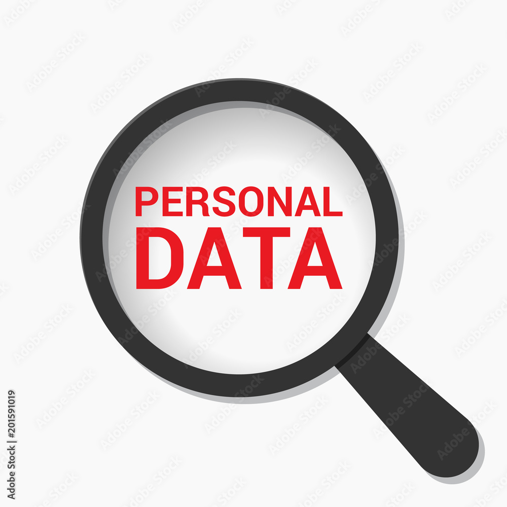 Information Concept: Magnifying Optical Glass With Words Personal Data Information Concept: Magnifying Optical Glass With Words Personal Data