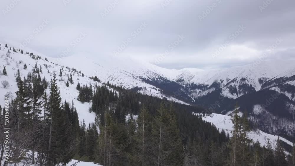 ski resort Jasna Slovakia mountain aerial drone top view 4K ski resort Jasna Slovakia mountain aerial drone top view 4K
