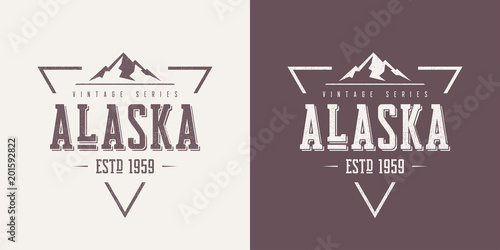 Alaska state textured vintage vector t-shirt and apparel design,