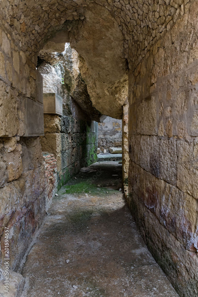 Gallery in ancient amphitheater. Italica.