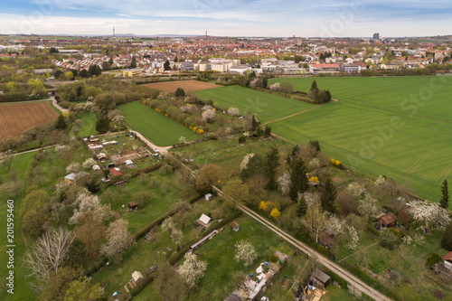 Luftbild über Felder mit Blick auf Kornwestheim