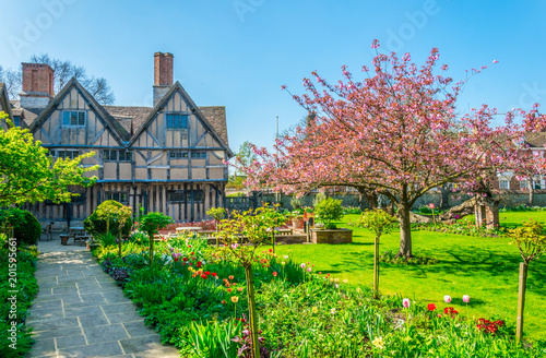 View of the Hall's Croft gardens in Stratford upon Avon, England photo