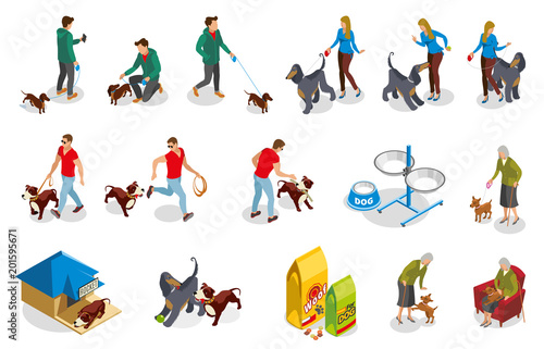 Dog Ordinary Life Isometric Icons © Macrovector