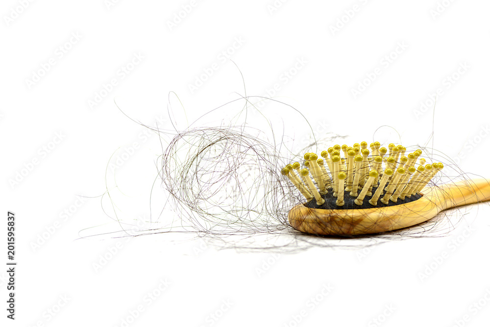 Naklejka premium Hair loss, hair fall everyday serious problem, on white background.