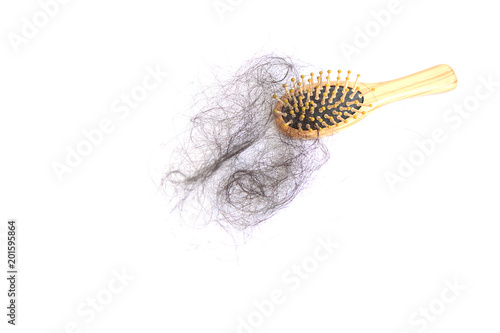 Hair loss, hair fall everyday serious problem, on white background.