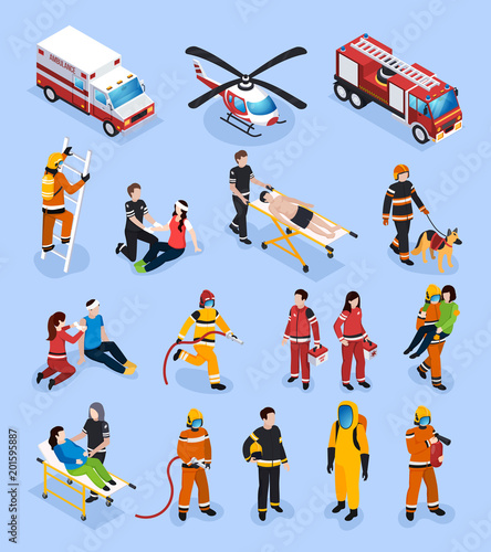 Rescue Teams Isometric Set