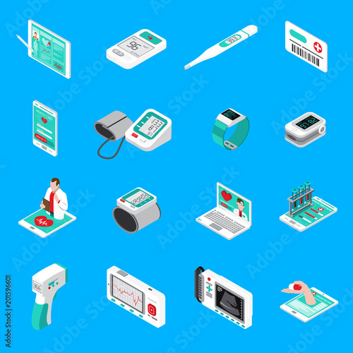 Medical Gadgets Isometric Icons