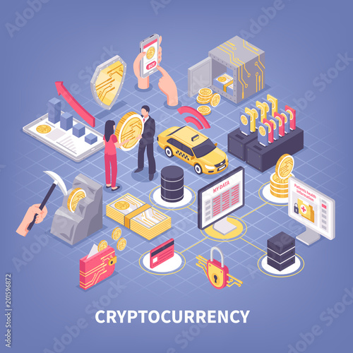 Crypto Currency Isometric Composition