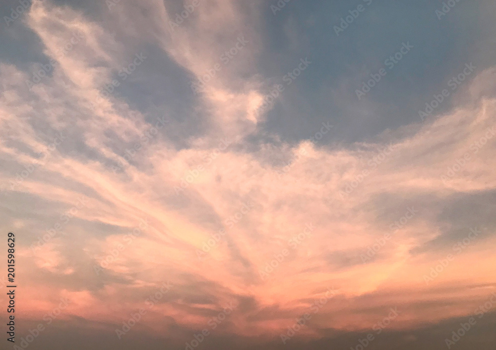 Clouds sky background on sunset scene