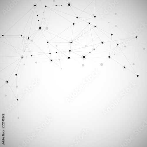 Abstract connection background with lines and dots vector. Geometric network connection