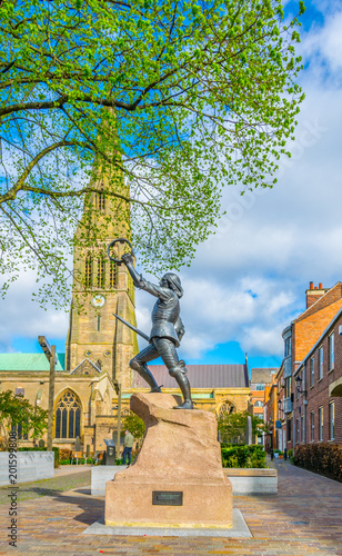 Statue of Richard III in front of the cathedral in Leicester, England photo