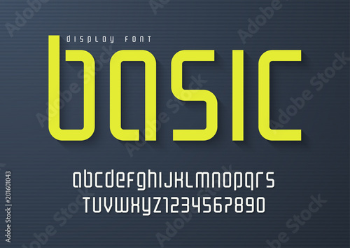 Basic display font design, alphabet, typeface, letters and numbe photo